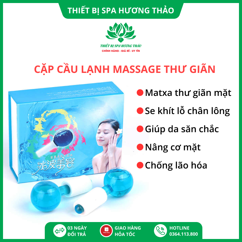 [Loai 1 To Đẹp]Hộp 2 Quả Cầu Băng Lạnh, massage thư giãn, nâng cơ, se khít lỗ chân lông