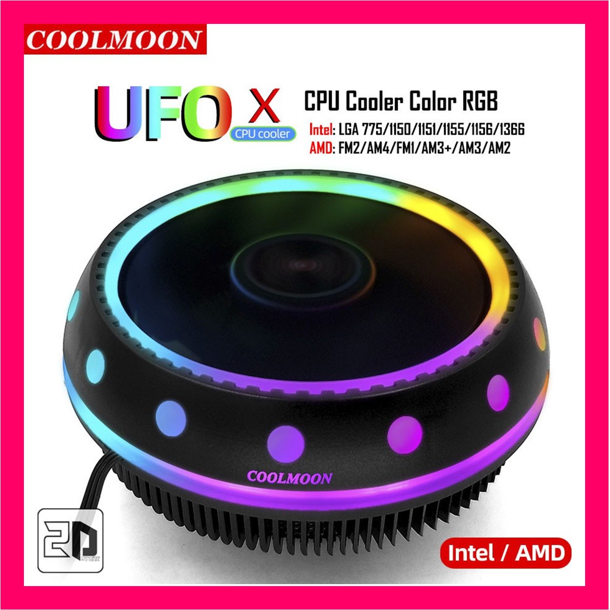 Quạt tản nhiệt coolmoon ufo x led rgb cho fan cpu tự động đổi màu và hiệu ứng