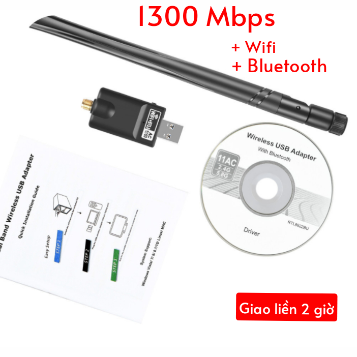 [Hỏa Tốc] USB WIFI 5G cho PC laptop bị yếu wifi - có bluetooth - nâng cấp khả năng thu wifi của wireless adapter kích wifi