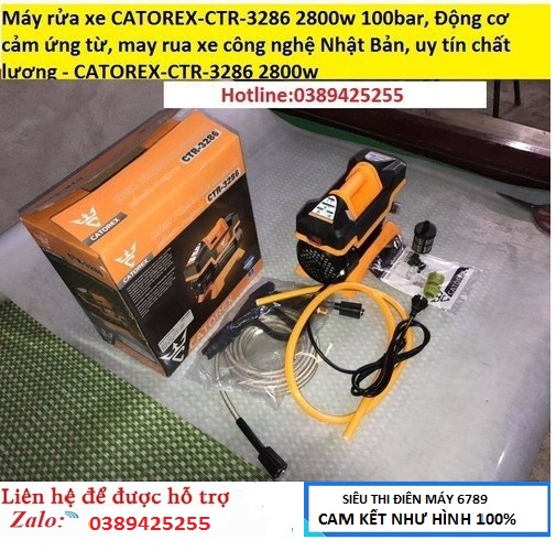 Máy rửa xe catorex-ctr-3286 2800w 100bar, động cơ cảm ứng từ, may rua xe công nghệ nhật bản, uy tín chất lương - tặng kèm toàn bộ sản phẩm đi kèm - 2800w
