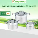 Bộ nồi Inox cao cấp 5 lớp KG3CS2 - (3 cái: 16 - 20 - 24cm) -  Hàng chính hãng