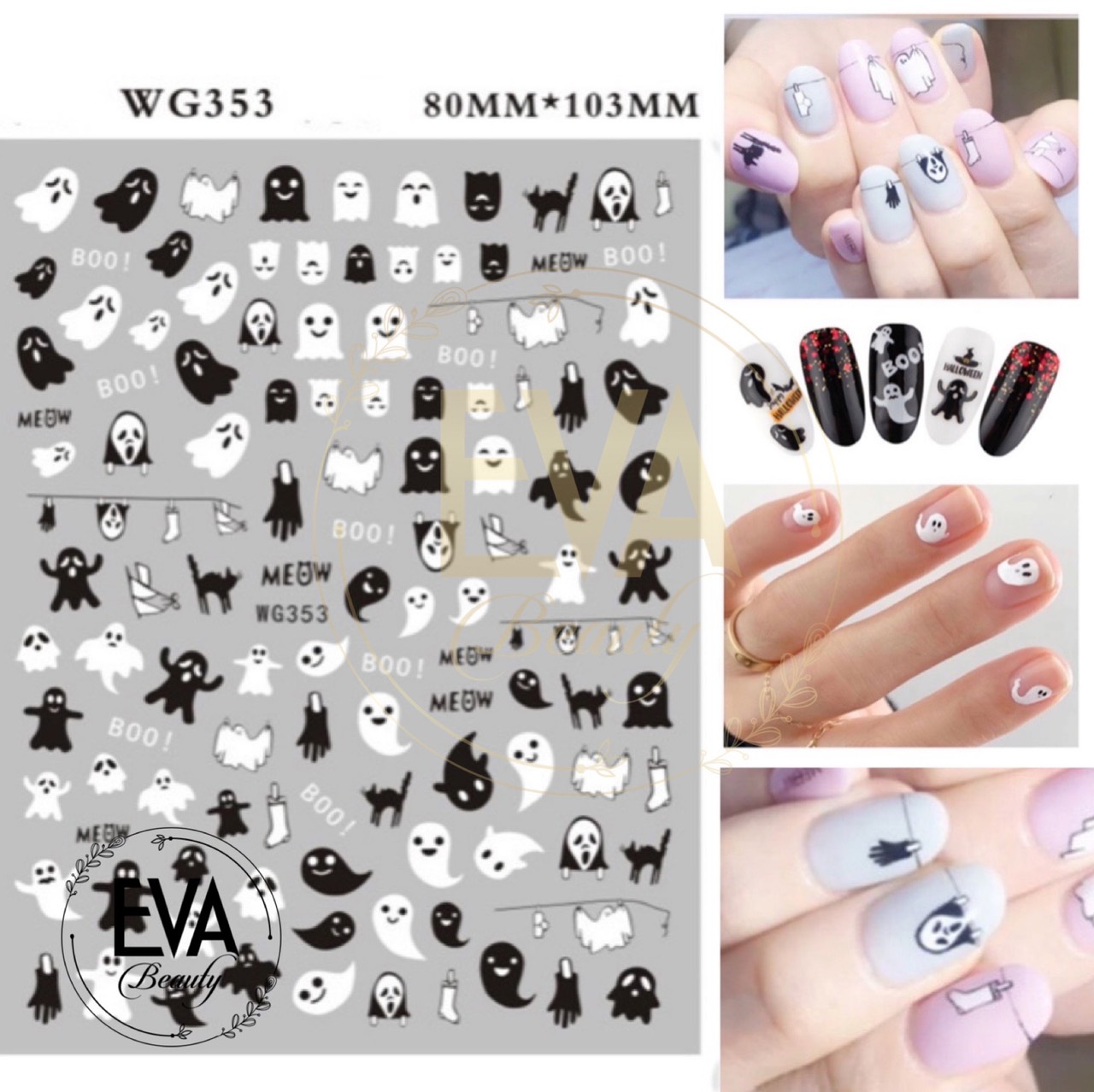Decal dán móng tay 3d nail sticker hoạ tiết lễ hội ma quỷ halloween wg353