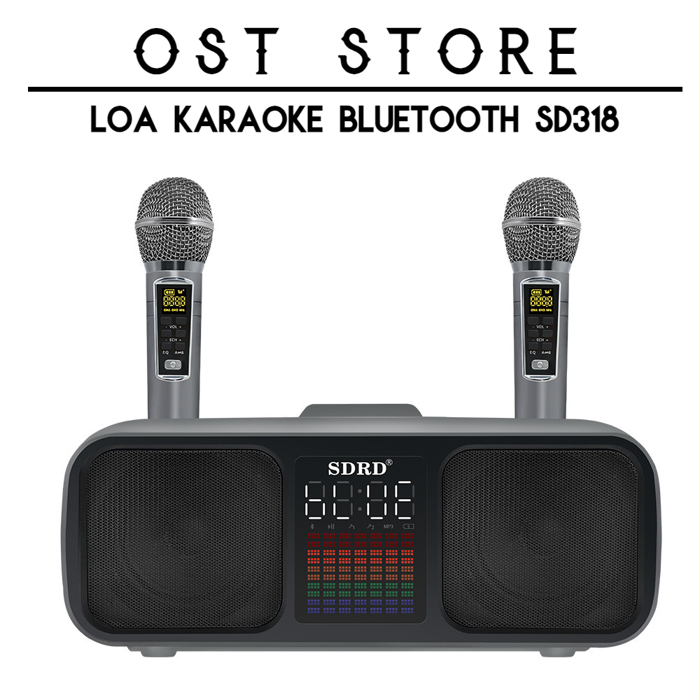 Loa Karaoke Bluetooth SD318 Âm Thanh Sống Động Phiên Bản Cao Cấp. Loa SD-318 Kèm 2 Micro, Màn Hình L