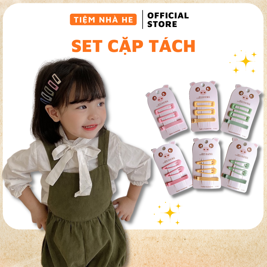 Set Cặp Tách Bấm Và Kẹp Tóc Mái Tăm Candy Sweet Style Hàn Quốc Dễ Thương Cho Bé Gái
