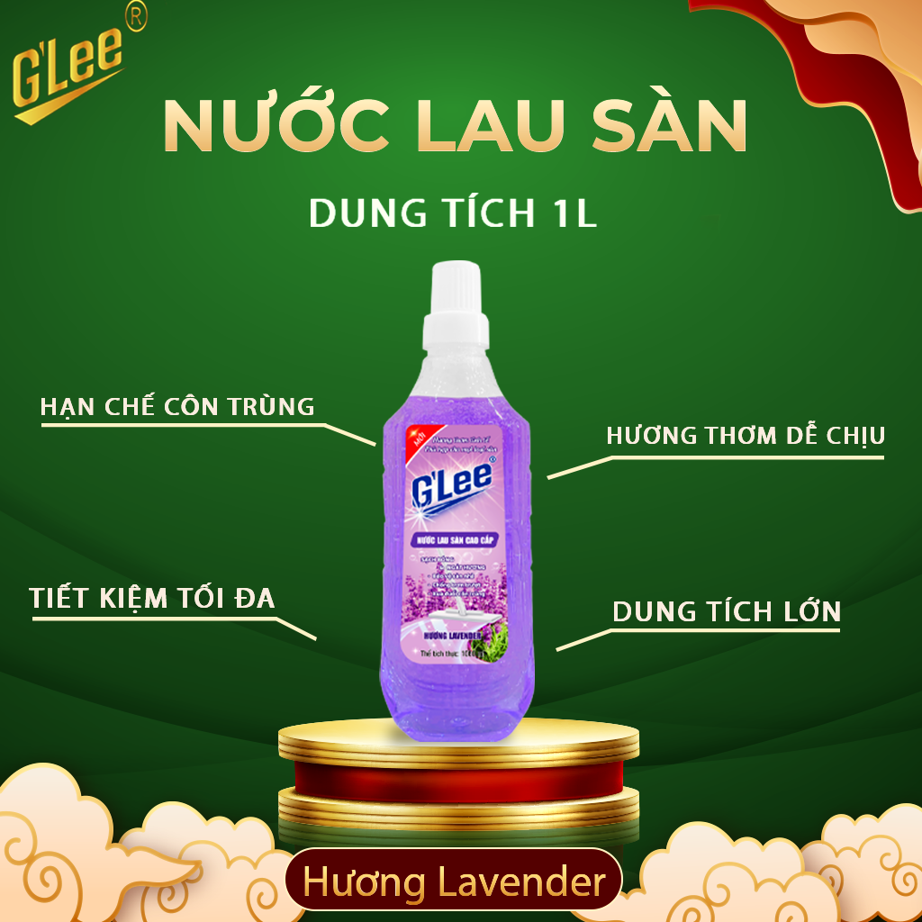Nước lau sàn hương Lavender, Nước lau sàn 1L hương Lavender, nước lau sàn Glee cao cấp