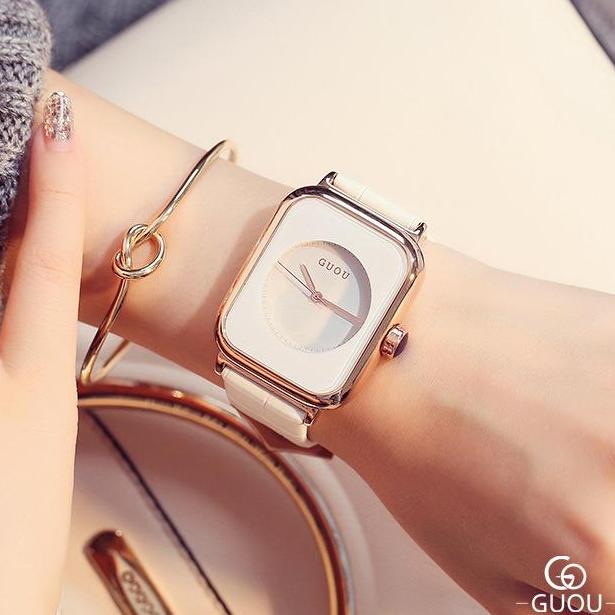 [HCM]Đồng hồ nữ Guou 8162 dây da cao cấp