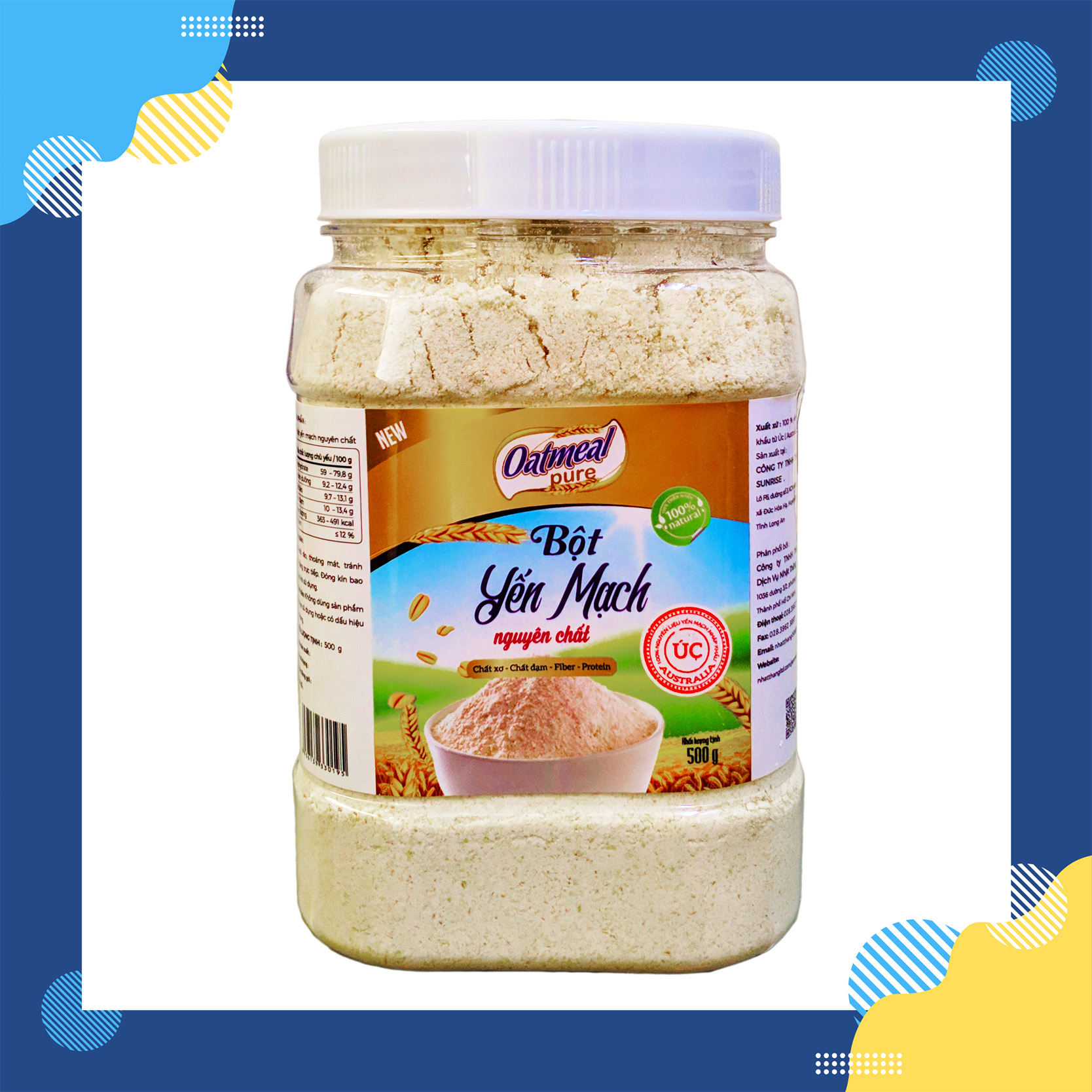 Bột yến mạch Úc nguyên chất Oatmeal Pure 500g - Nhập khẩu chính ngạch từ Úc