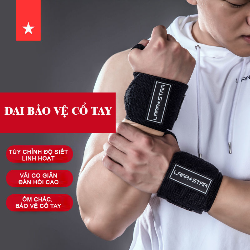 Đai quấn bảo vệ cổ tay tập gym thi đấu chuyên nghiệp – hỗ trợ deadlift, bench press, tập lực tay
