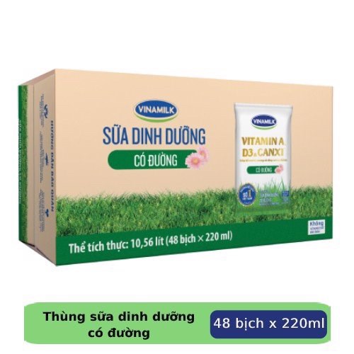 Sữa Tươi Vinamilk bịch 220ml ( Thùng 48 Bịch ) (FREESHIP)