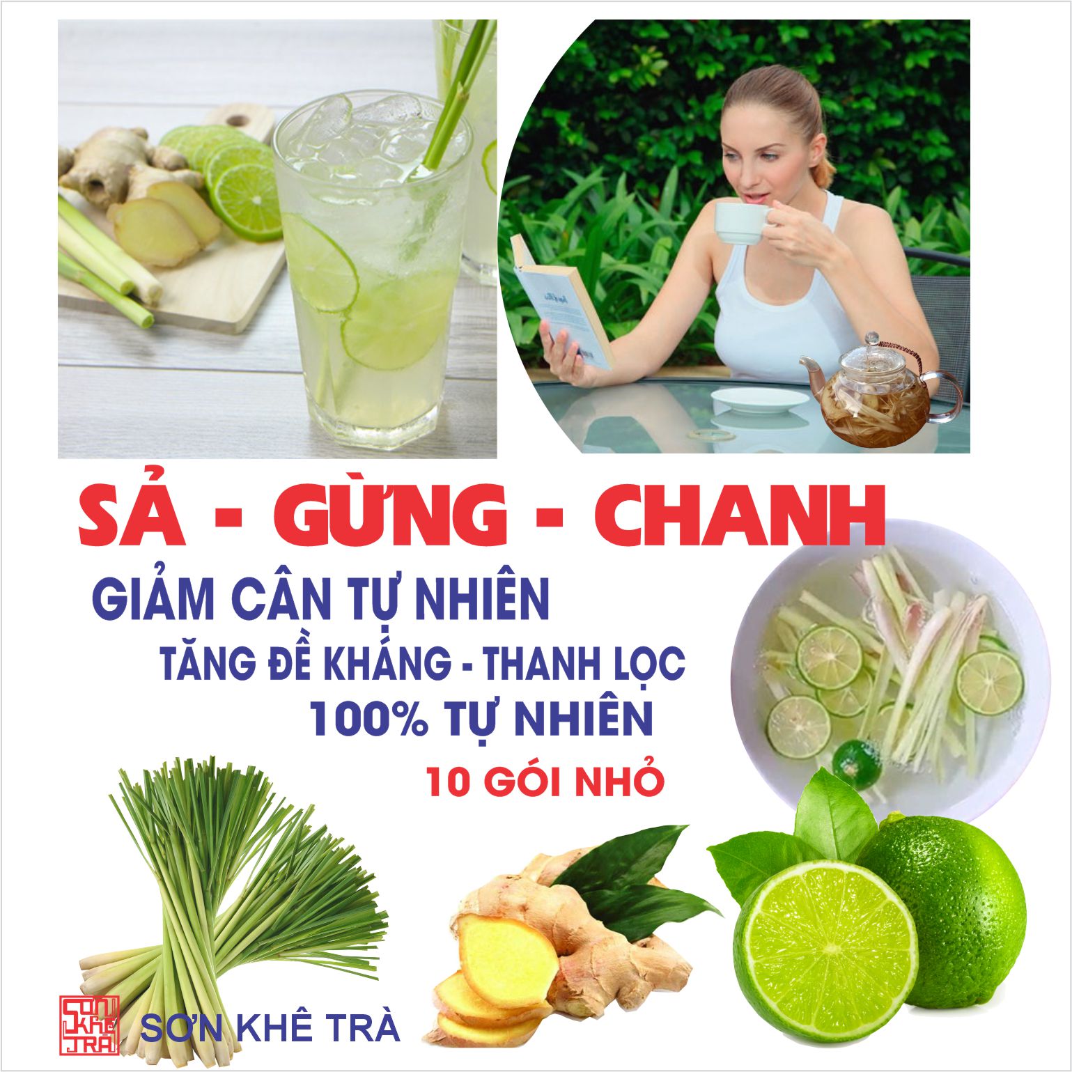Sả Gừng Chanh giảm cân hiệu quả 10 gói