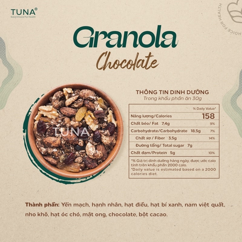 combo 120g x5 vị granola ngũ cốc ăn kiêng không đường by tuna 6