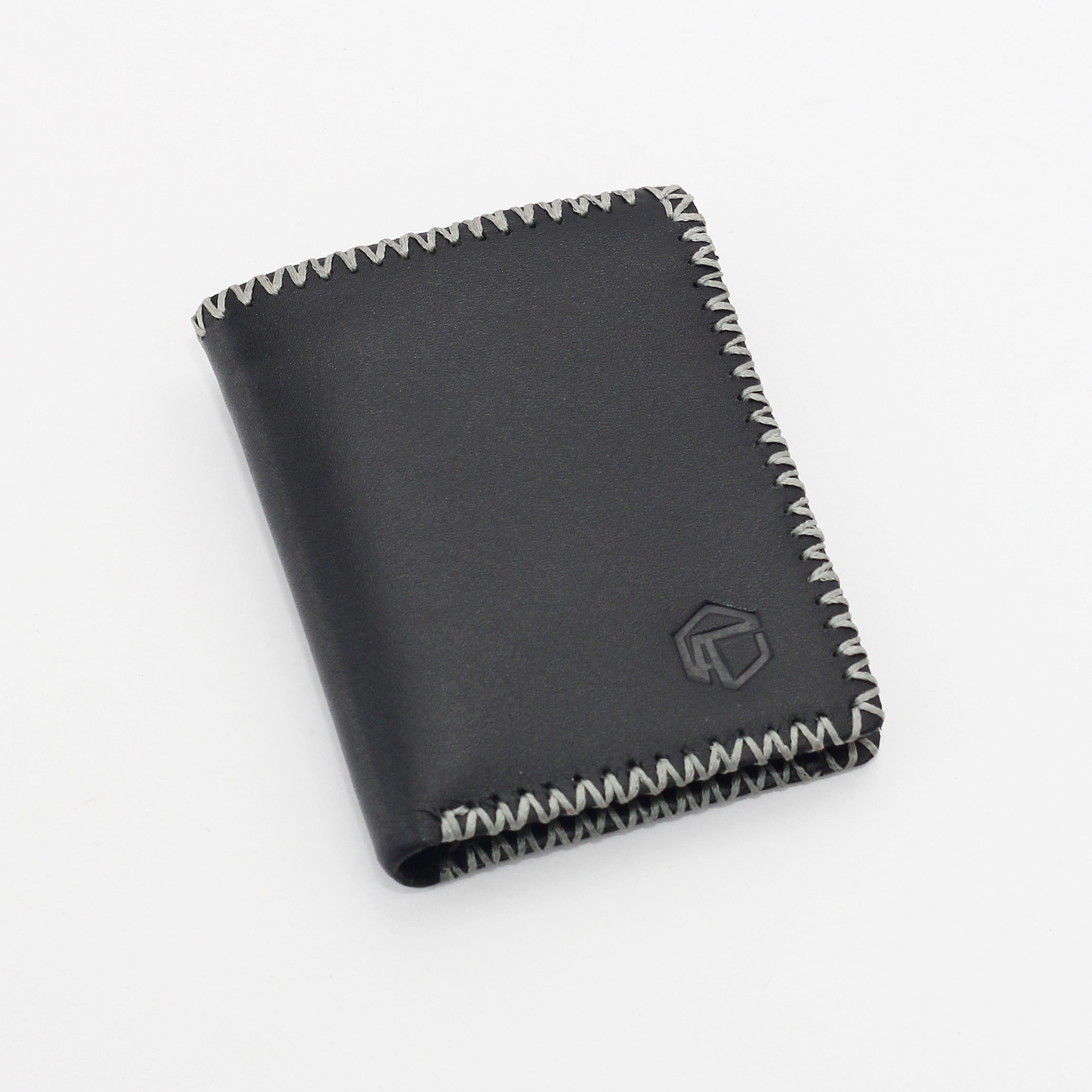 Ví đứng da bò at leather atmv-02 - viền may thủ công