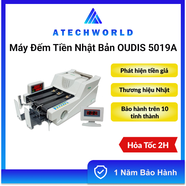Máy Đếm Tiền Nhật Bản OUDIS 5019A Băng Tải Dài Độ Chính Xác Cao - Hàng Chính Hãng - BH 1 Năm - Có Xuất VAT
