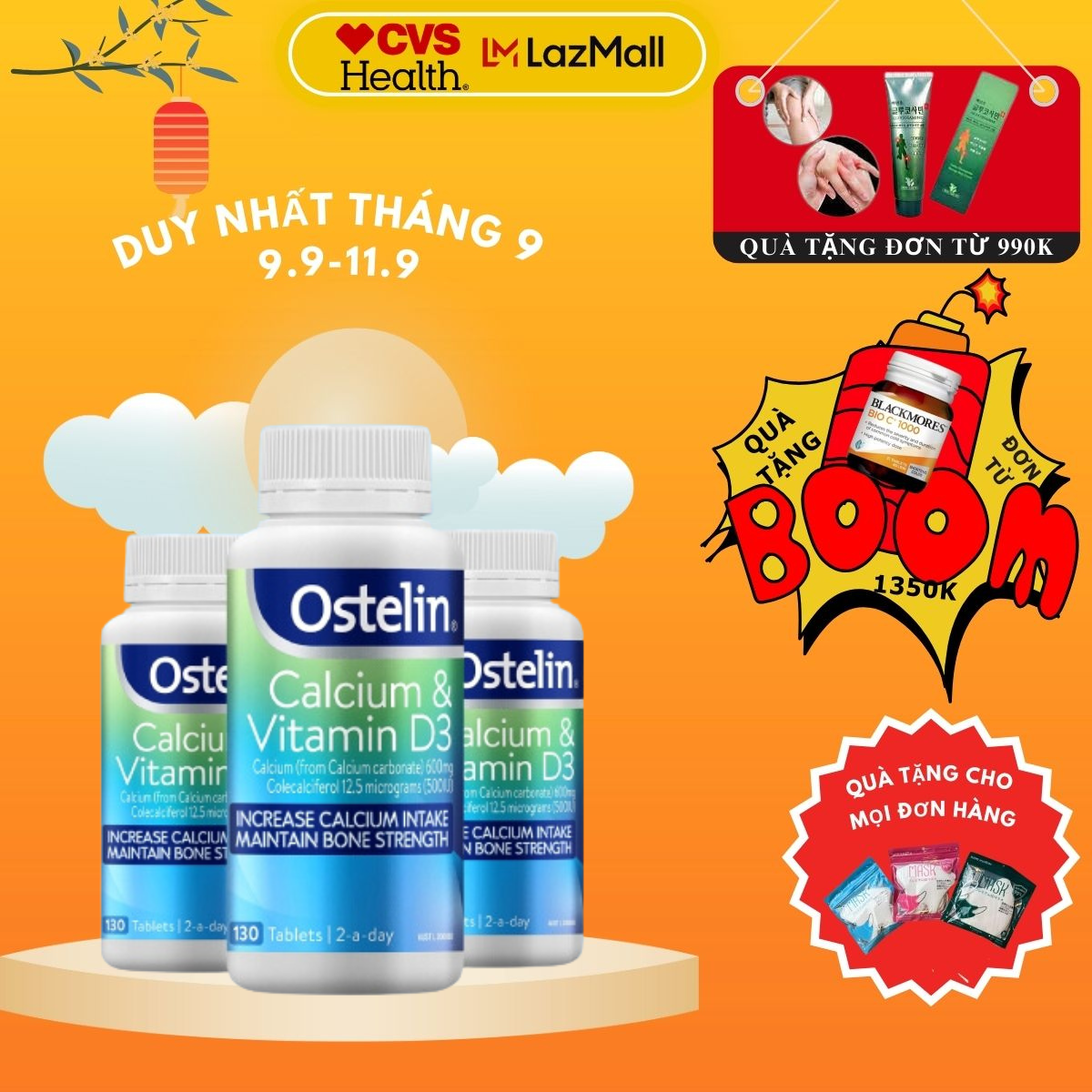 Viên uống Ostelin Canxi Calcium & Vitamin D3 Của Úc 130 viên - Ostelin Bổ sung canxi ngừa loãng xương