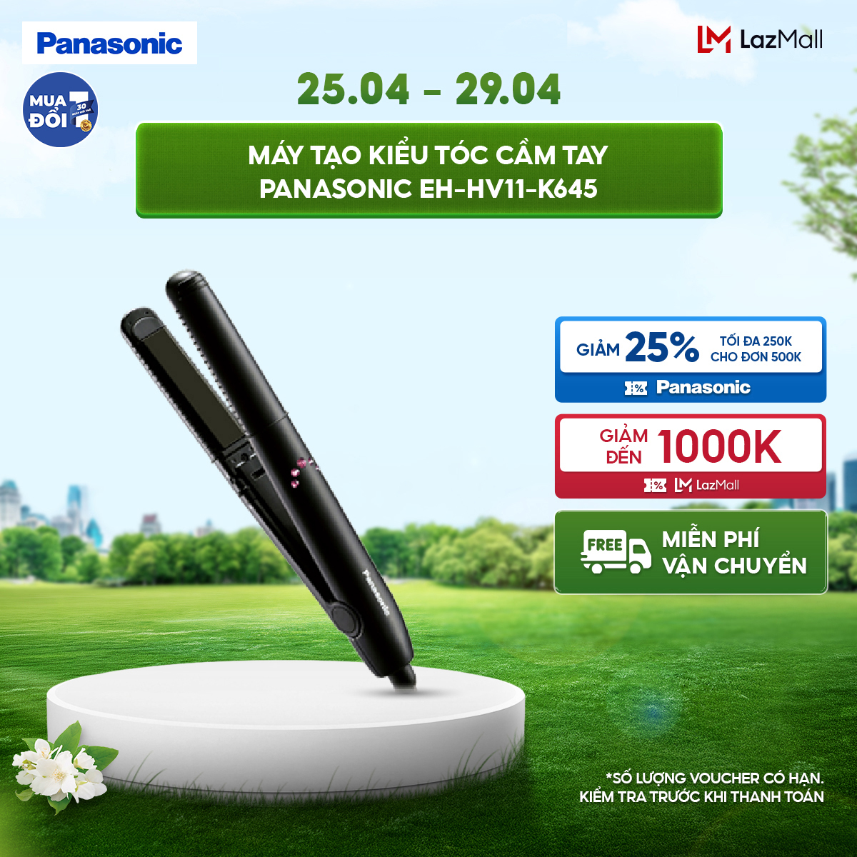 Máy Tạo Kiểu Tóc Cầm Tay Panasonic EH-HV11-K645 - Tạo Kiểu Nhanh Chóng Đa Dạng - Có Nắp Bảo Vệ - Thiết Kế Nhỏ Gọn Tiện Lợi - Bảo Hành Chính Hãng 12 tháng