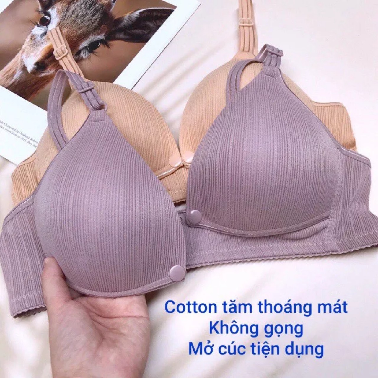 Áo lót cho con bú- áo bra bầu lụa tăm có móc mở cho con bú