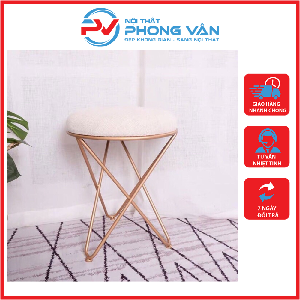 Ghế đôn trang điểm chân sao nệm nhung êm ái