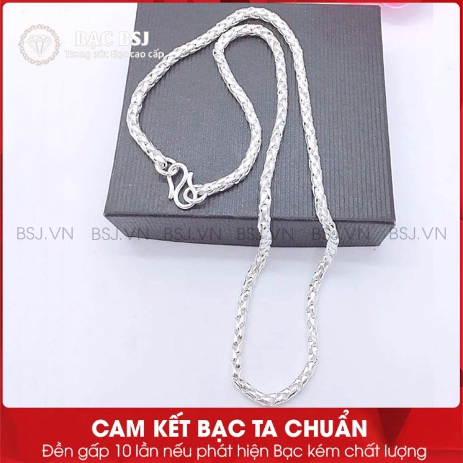 Dây chuyền bạc, vòng cổ bạc cho trẻ từ sơ sinh đến 3 tuổi chất liệu Bạc ta cao cấp, Bạc BSJ - DCB01