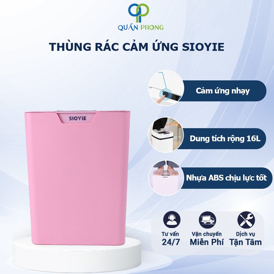 Thùng rác cảm ứng thông minh tự động thùng rác cao cấp thế hệ mới thể tích 16l