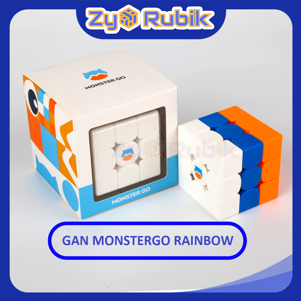 Rubik 3x3 gan monster go rainbow stickerless - rubik biến thể gan monster go 3x3 - zyo rubik