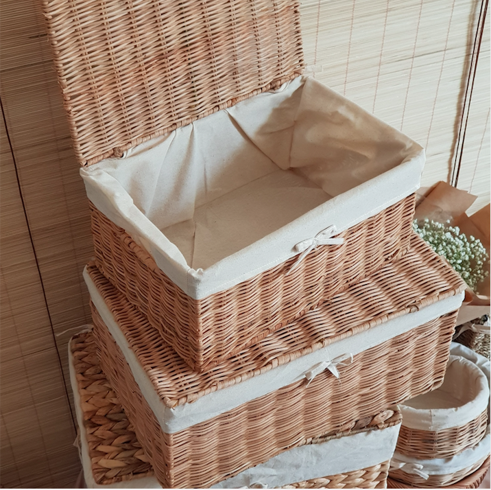 Khay mây đựng đồ có nắp size lớn
