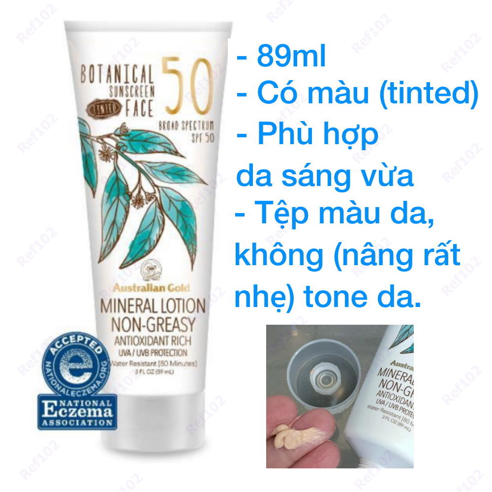 [bill us] kem chống nắng vật lý kềm dầu australian gold botanical sunscreen spf 50 tinted face lotion 89 ml - ref102 refinery102 1