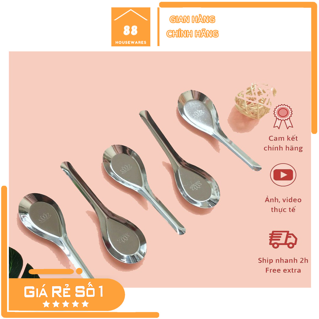 Combo 20 thìa inox ăn phở loại to dày, thìa inox hoa sen