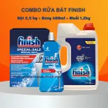 Combo Bột rửa bát Finish 2,5 kg +Bóng Finish 400ml+Muối Finish 1,2kg chuyên dùng cho máy rửa chén máy rửa bát