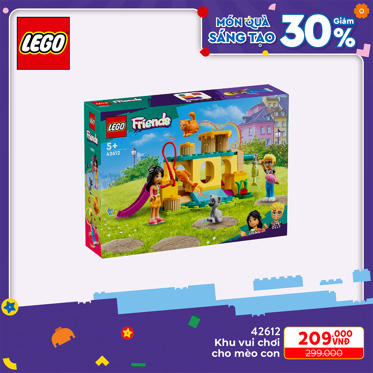 Lego friends 42612 đồ chơi lắp ráp khu vui chơi cho mèo con