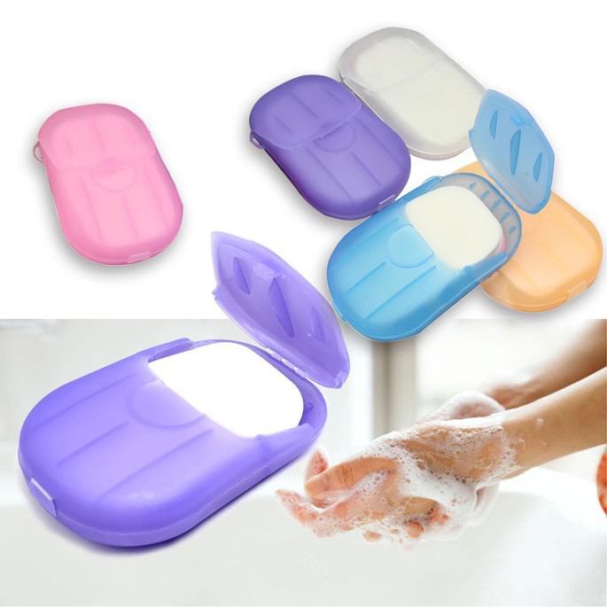 Xà phòng rửa tay dạng miếng – màu ngẫu nhiên - xà phòng giấy du lịch 1 lần - xà bông rửa tay dạng miếng tiện lợi