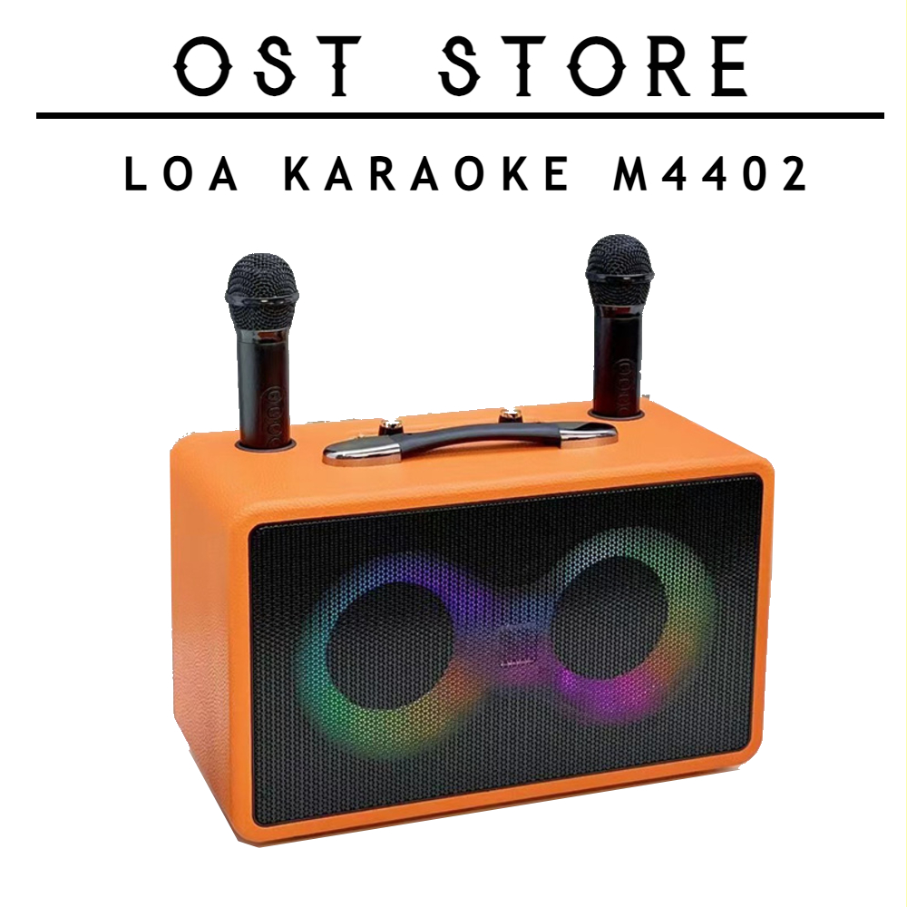 Loa Karaoke M4402 Kèm 2 Micro Cao Cấp, Hỗ Trợ Chỉnh Bass, Treble Công Suất Lên Tới 40W Thiết Kế Cực 