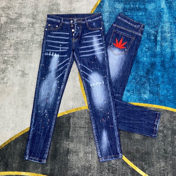 Quần jean nam đen CAO CẤP thiết kế rách gối chất bò thêu logo LÁ PHONG hotrend co giãn phonh cách thời trang cá tính form chuẩn giá rẻ