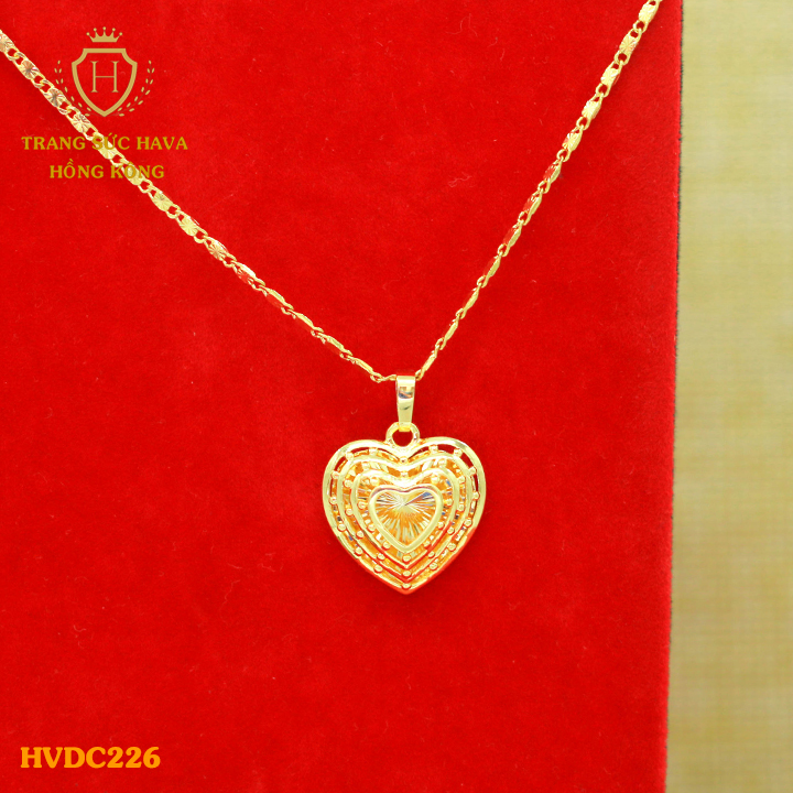 Dây Chuyền Nữ, Vòng Cổ Mặt Trái Tim Tình Yêu, Titan Xi Mạ Vàng Non 18k, 24k Cao Cấp (Không Bị Xỉn Đen) - Trang Sức Hava Hong Kong Phong Cách Thời Trang