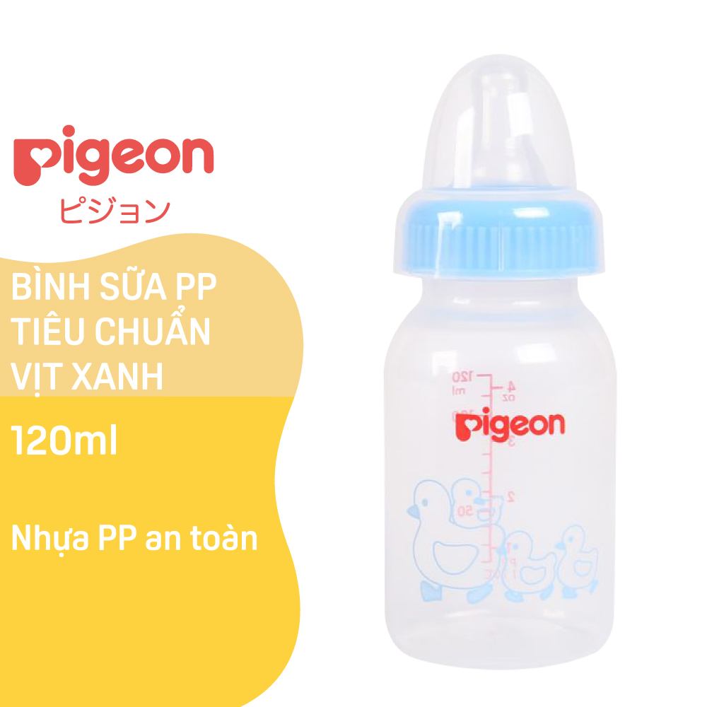 Bình sữa cổ hẹp PP tiêu chuẩn Vịt xanh Pigeon 120ml (S)