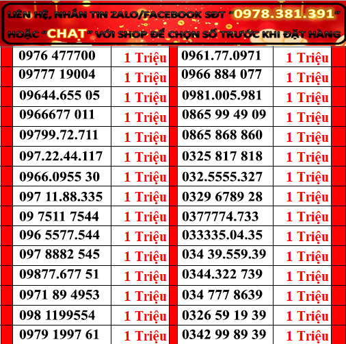 Sim viettel số đẹp đồng giá 1 triệu, Sim chưa kích hoạt. Quý khách vui lòng đăng ký chính chủ và kích hoạt sim theo hướng dẫn của nhà bán hàng