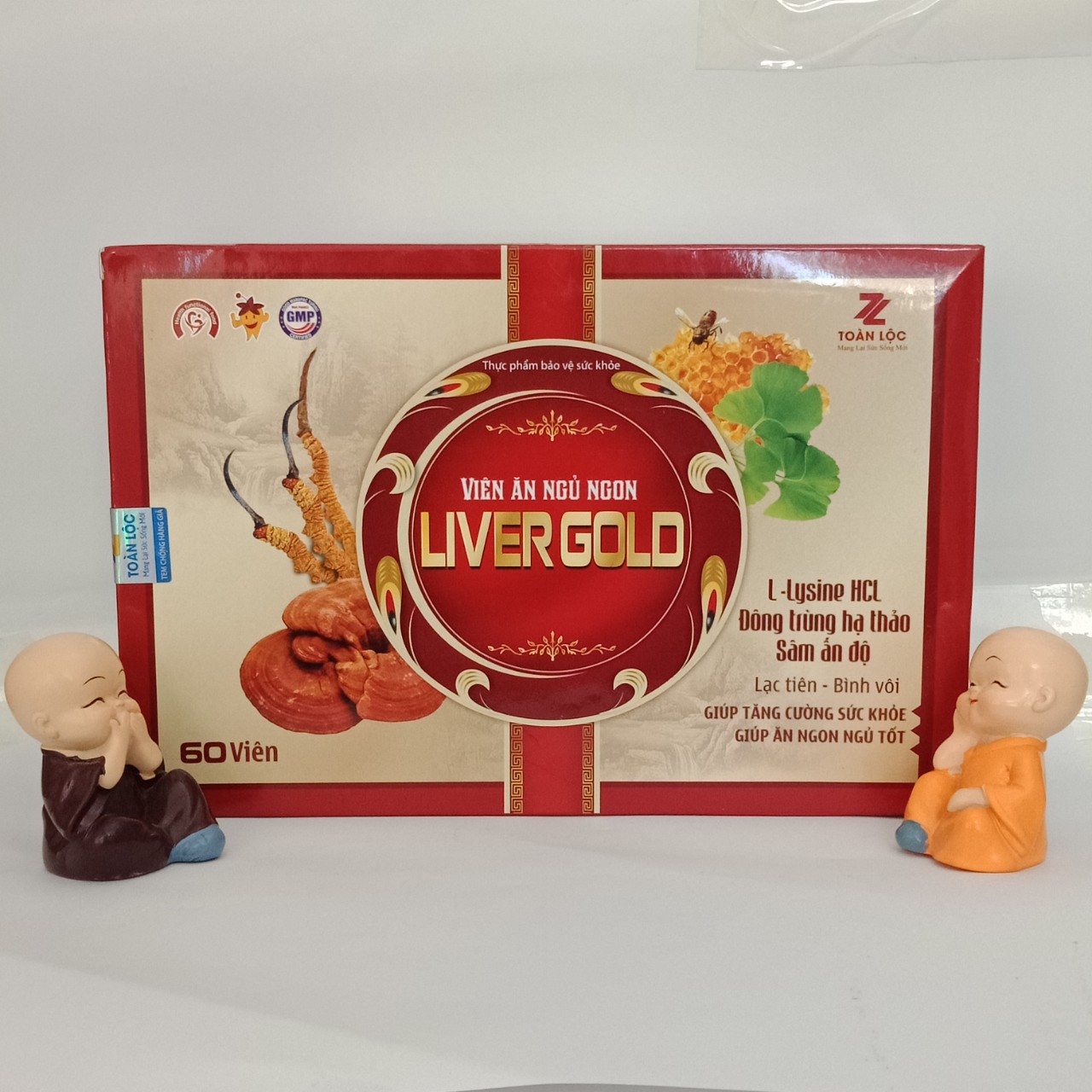 Viên ăn ngủ ngon - LIVER GOLD- chứa đông trùng hạ thảo, sâm Ấn Độ, Cao lạc tiên- Hỗ trợ tăng cường sức khỏe (Hộp 60 viên)