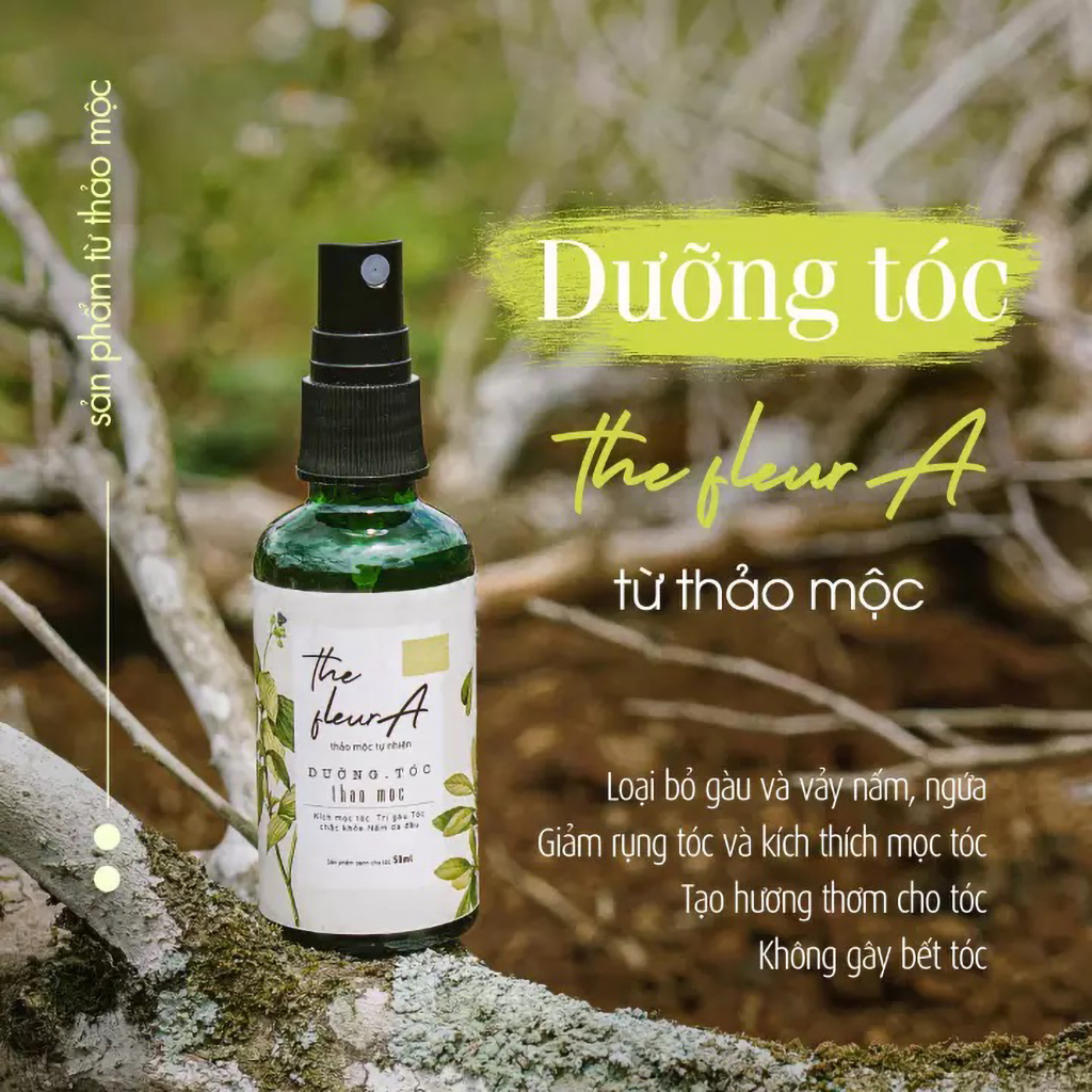 Xịt dưỡng tóc thảo mộc THE FLEURA xịt dưỡng mềm mượt giúp mọc tóc nhanh, thành phần thảo mộc tự nhiên an toàn cho tóc - Pretty Valley Store