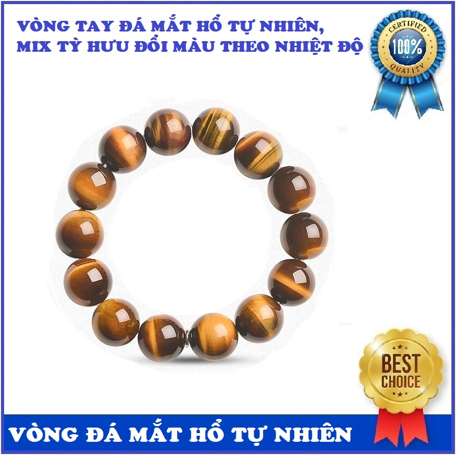 Vòng tay đá mắt hổ vàng đen tự nhiên 10mm cao cấp loại 1 (3A), vòng phong thủy tốt cho sức khỏe, mang lại may mắn tài lộc.