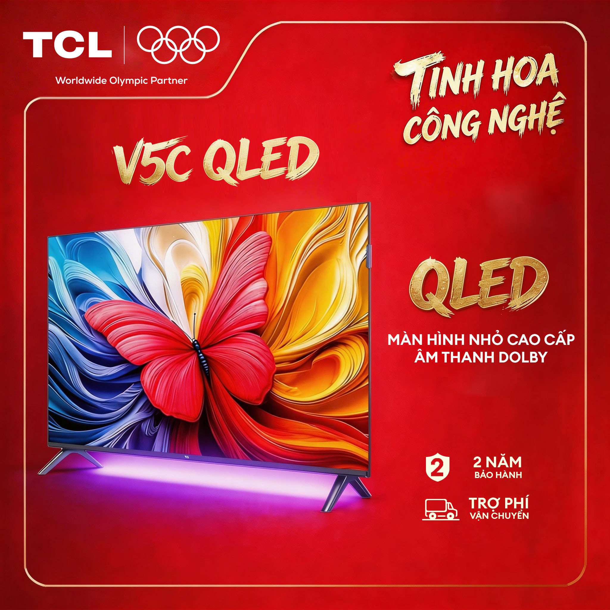 【QLED】43-32inch - Smart Google TV TCL V5C - Tấm nền HVA - Tần số quét 60Hz - Dolby Atmos - Bảo Hành 2 Năm - Hàng Chính Hãng