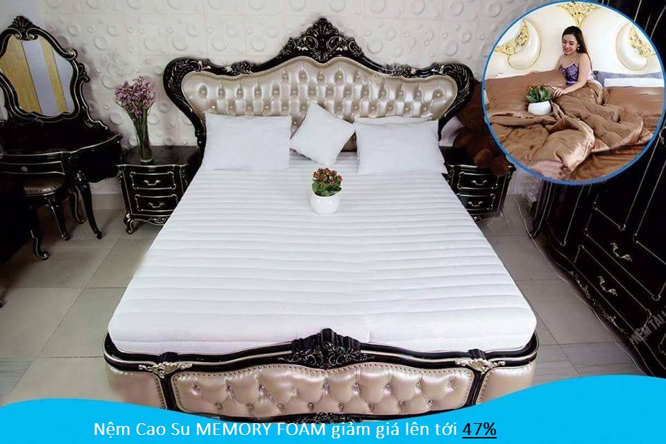 Nệm cao su memory foam size 1m6 x 2m x 20cm nệm thắng lợi cao cấp