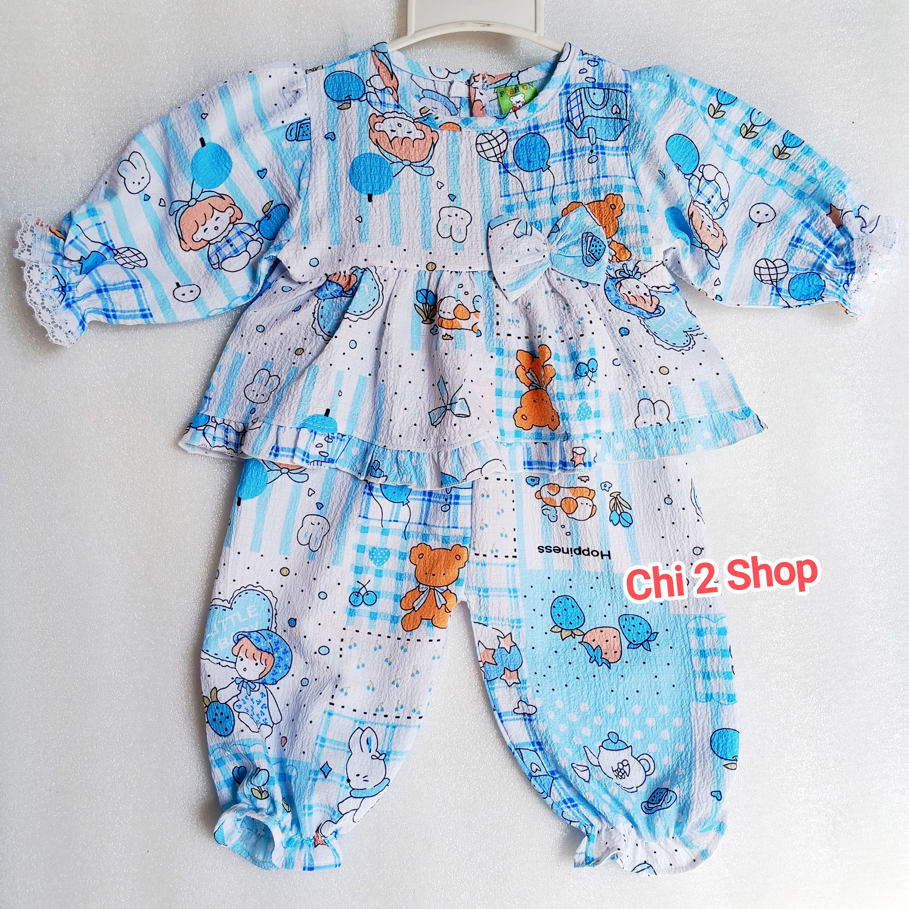 Girls' Long-Sleeved Clothes C2H08, (5-11kg), Rice Foam Set, Newborn Children's Clothes, Children's Clothes under 3 Years Old, Cheap, Cool Home Clothes - 4