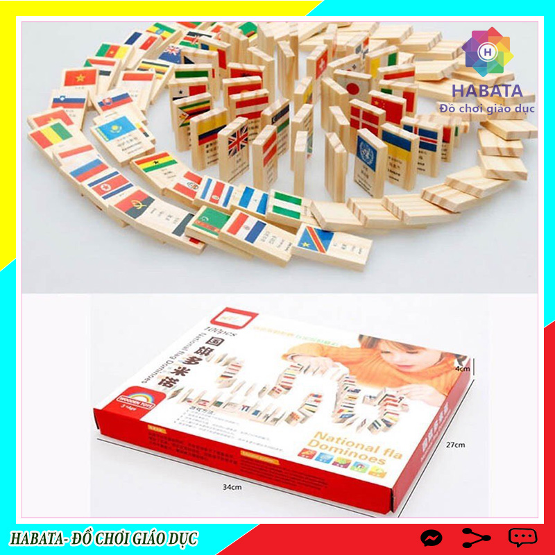 Đồ chơi gỗ Bộ Domino lá cờ 100 quốc gia Habata đồ chơi giáo dục cho trẻ em