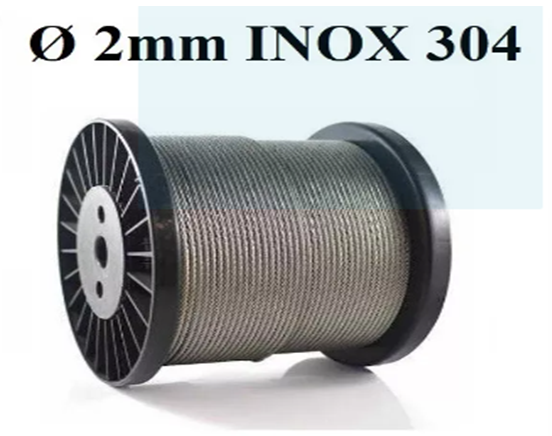 DÂY CÁP INOX  304 (2 ly x 10m). DÂY PHƠI QUẦN ÁO KHÔNG RỈ