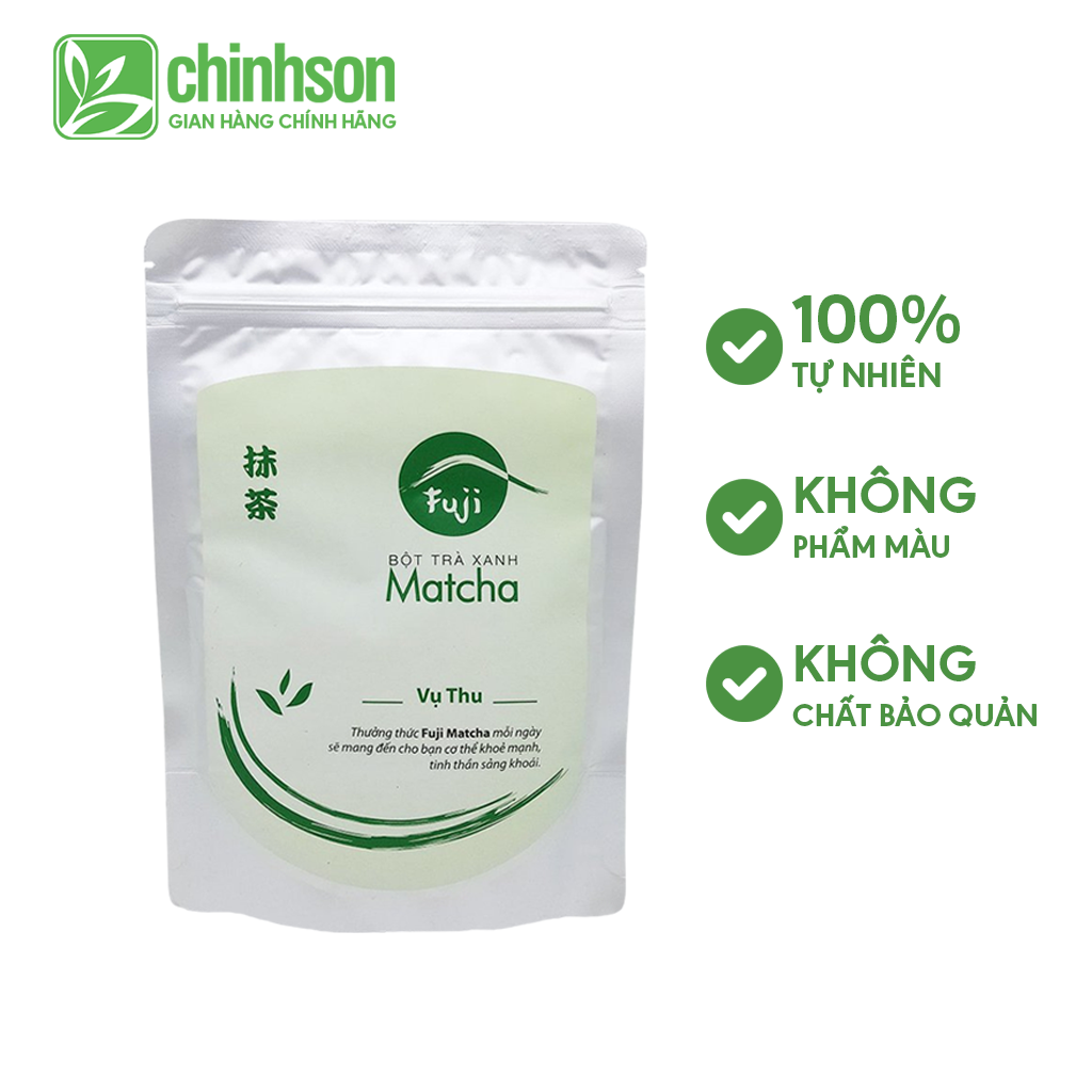 Bột trà xanh nguyên chất fuji matcha thu 100g - đắp mặt, dưỡng da - trà chính sơn, 100% tự nhiên, không chất bảo quản