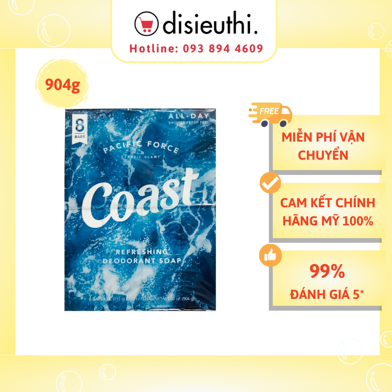 Xà Bông Coast Mỹ Lốc 8 Cục Xà Phòng Coast 907g Hàng Nhập Mỹ Giúp Làm Sạch Cơ Thể, Tẩy Tế Bào Chết Cho Da