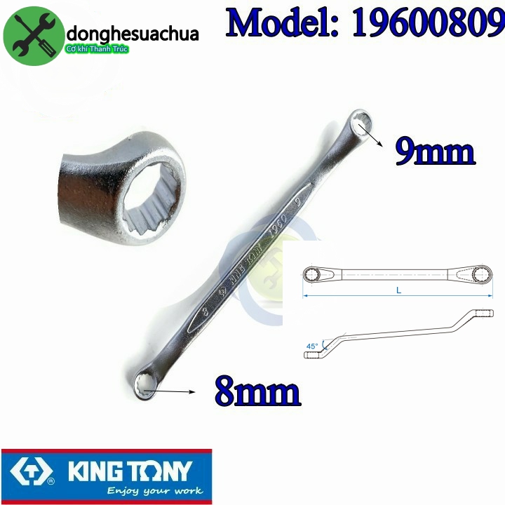 Cờ lê hai đầu tròng 08mm và 9mm kingtony 19600809