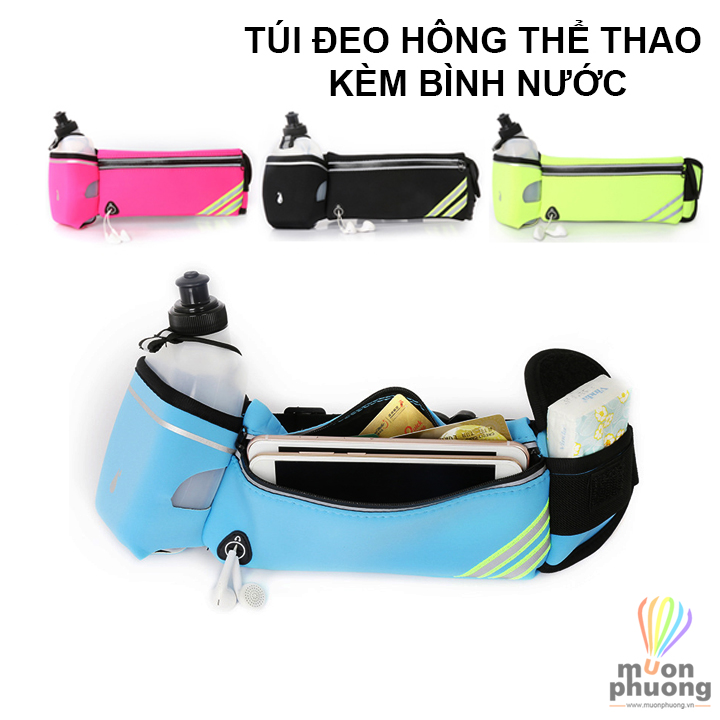 Túi đeo hông chạy bộ thể thao có bình chai nước - MUÔN PHƯƠNG SHOP