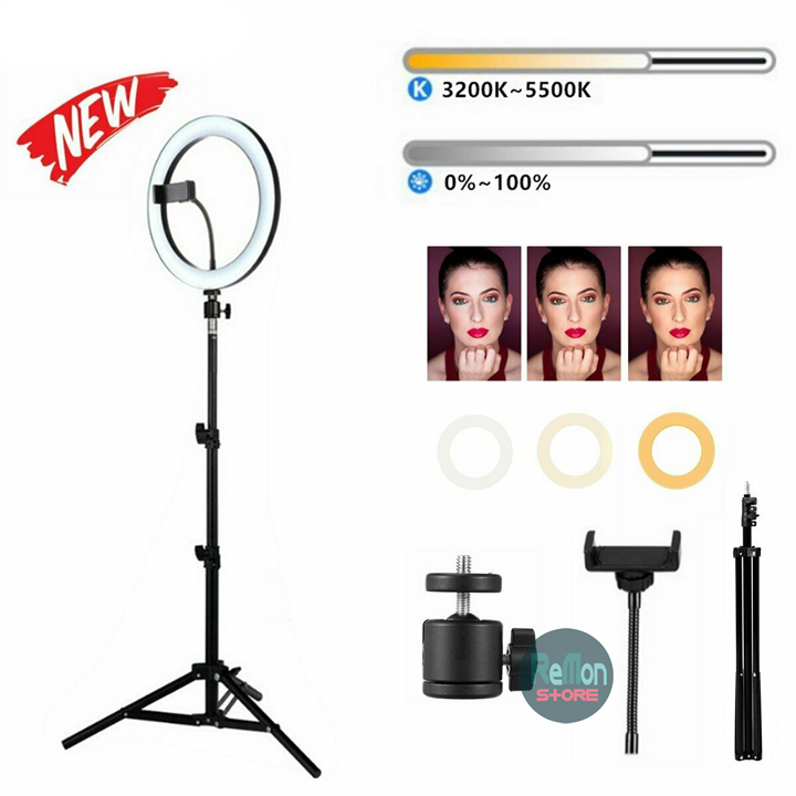 Bộ chân đèn 2m + Đèn Led Ring tròn 26cm hỗ trợ quay phim livestream Make up trang điểm 3 Chế Độ Sáng