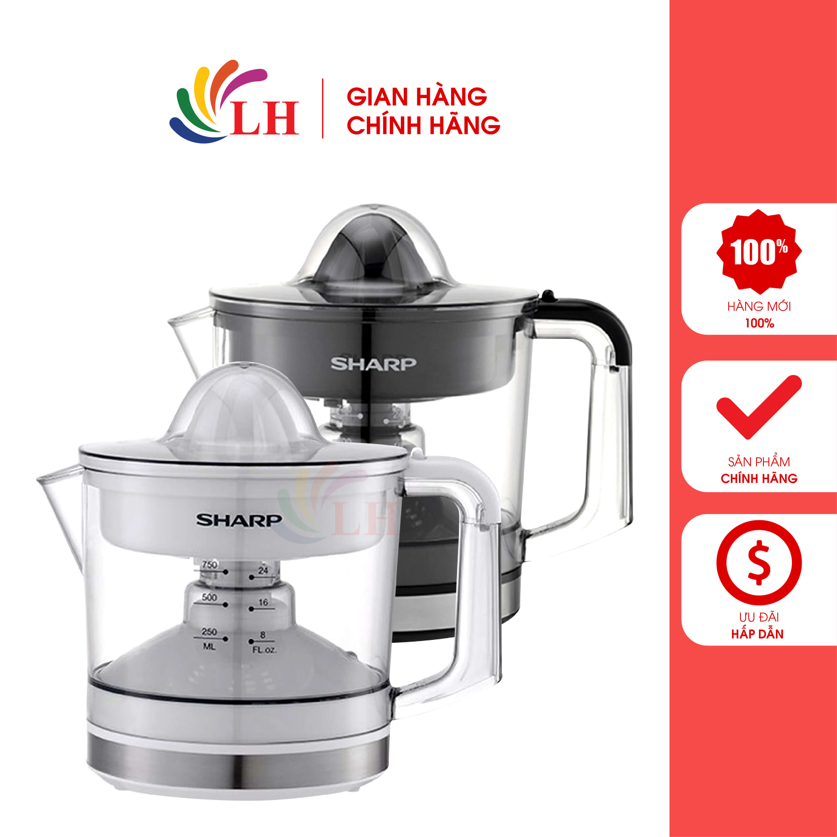 Máy vắt cam sharp 0.75 lít ej-j407 - hàng chính hãng - thiết kế nhỏ gọn, dung tích 0.75 lít, công suất 40w