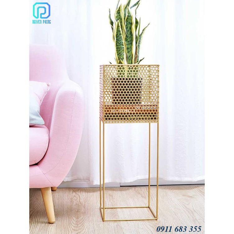 [HCM]Kệ sắt kê chậu cây trang trí sắt sơn màu vàng gold cao cấp chống rỉ kệ sắt cao decor lưới sắt đột lỗ độc đáo để phòng khách quán cafe sảnh tiệc kệ sắt trưng bày chậu hoa cây kiểng đẹp
